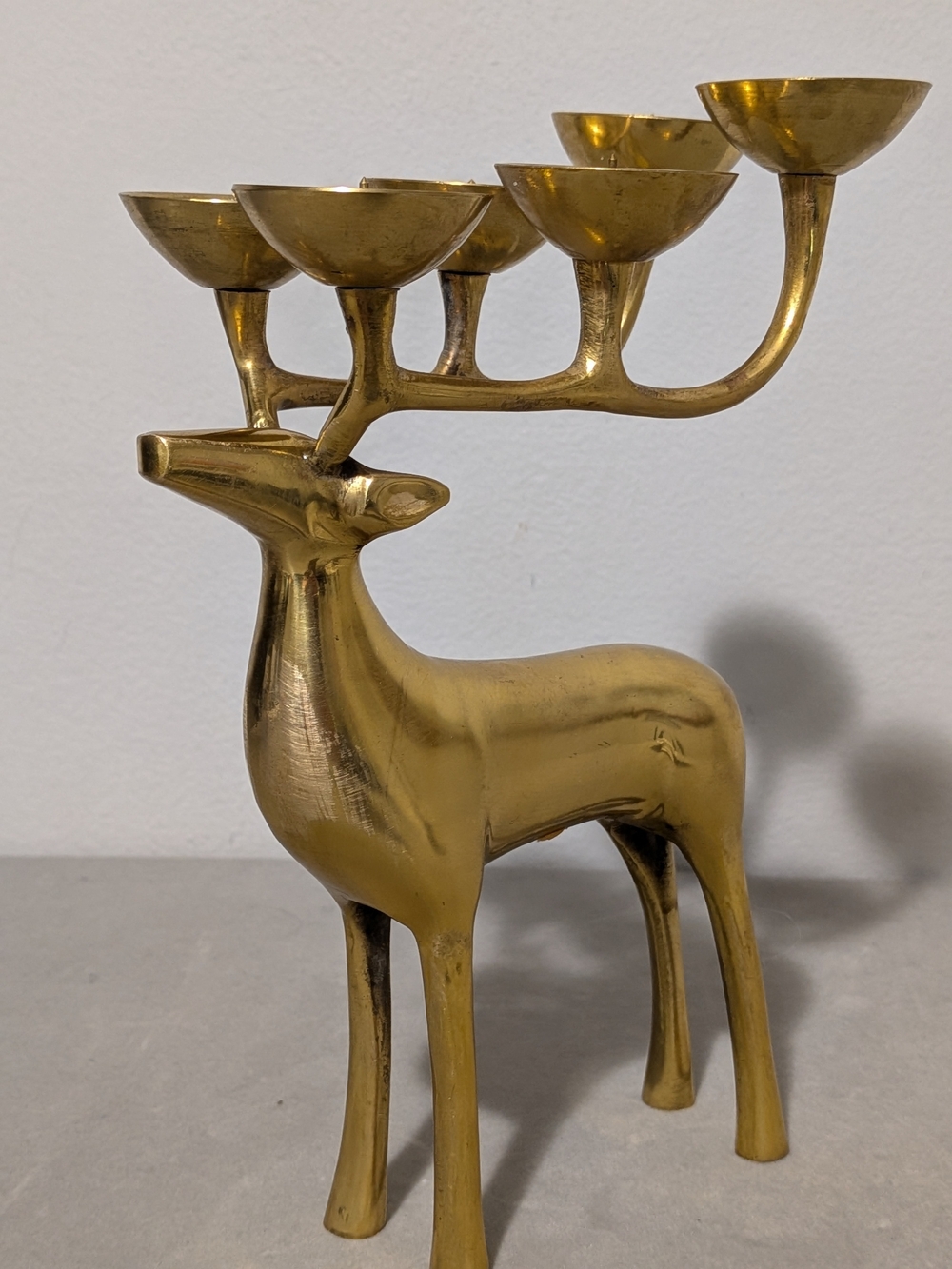 Brass Reindeer Candlestick Holder - Sculptural Decor